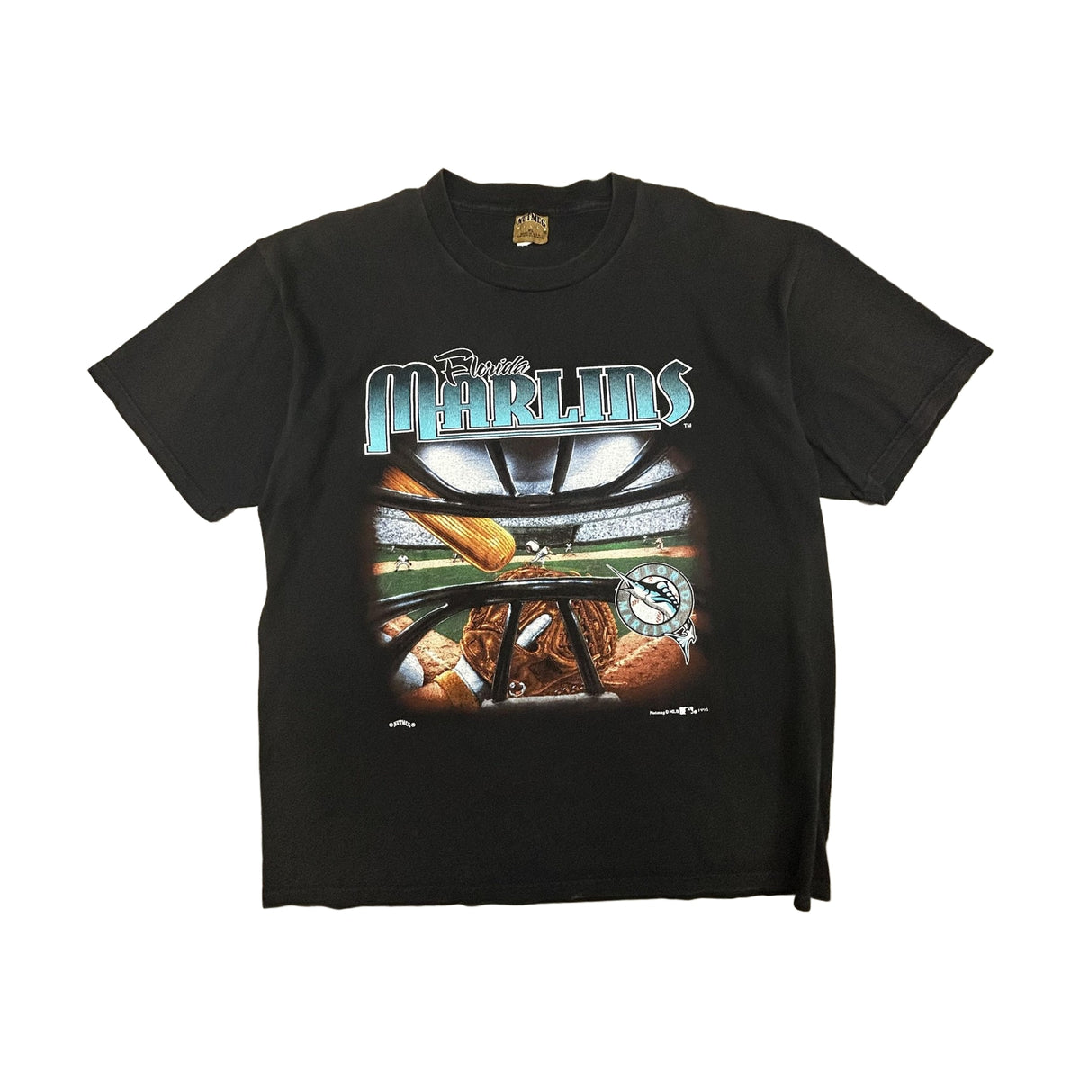 Vintage 1995 Florida Marlins Nutmeg Mills T-Shirt black - photo 1