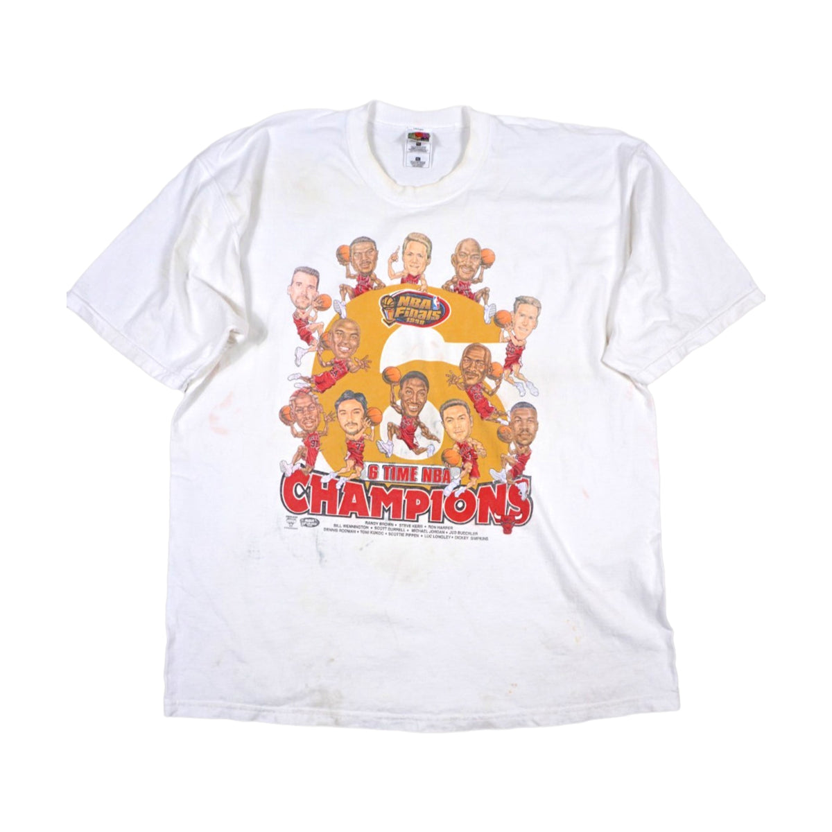 Vintage 1998 Chicago Bulls Michael Jordan NBA Championship Dennis Rodman T-Shirt white - photo 1