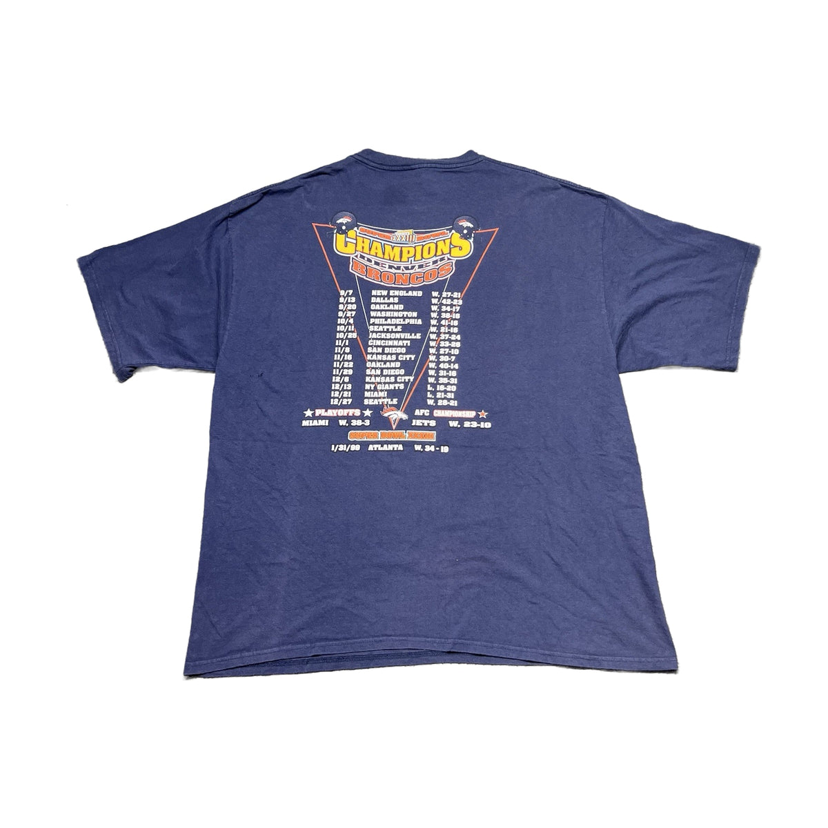 Vintage 90s Denver Broncos John Elway Super Bowl Champions Starter T-Shirt blue - photo 2