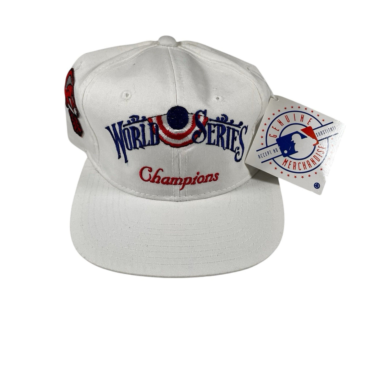 Vintage 90s Cleveland Indians MLB World Series Champions American Needle Snapback Hat white - photo 1
