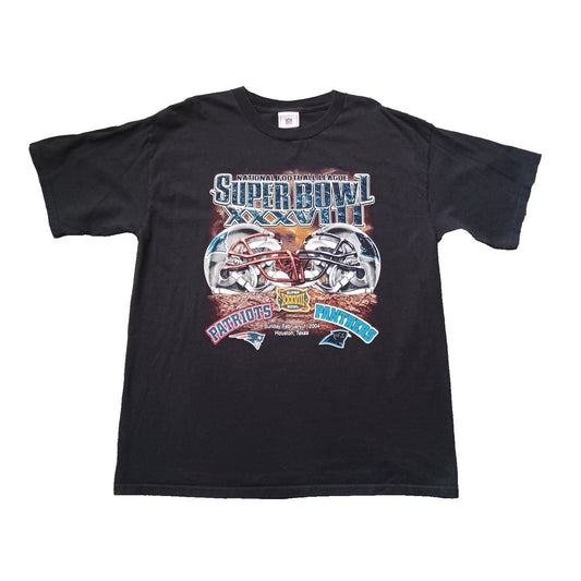 Vintage 2000s Patriots vs Panthers NFL Super Bowl Xxxviii NFL T-Shirt black - photo 1