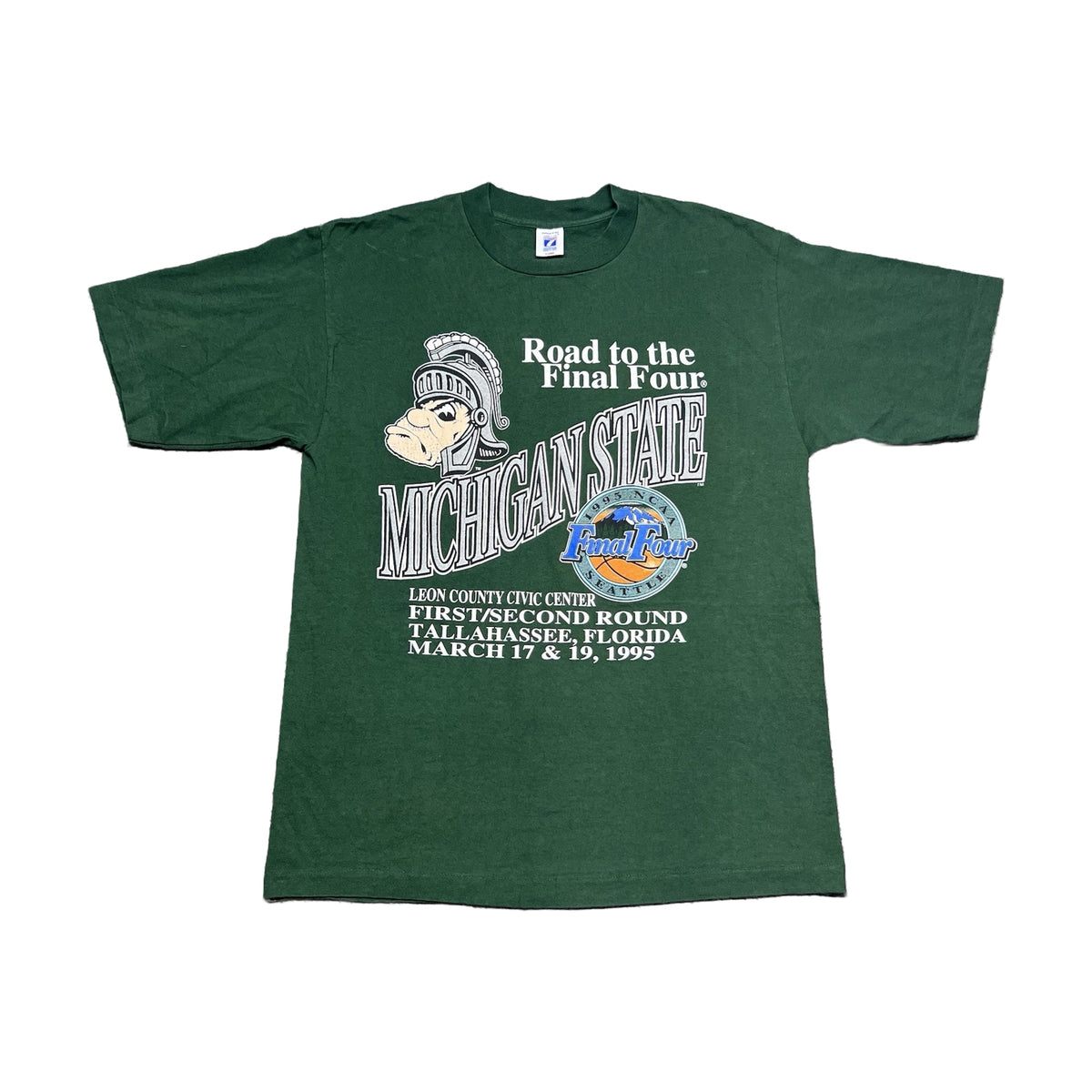 Vintage 1995 Michigan State Spartans Logo 7 T-Shirt green - photo 1