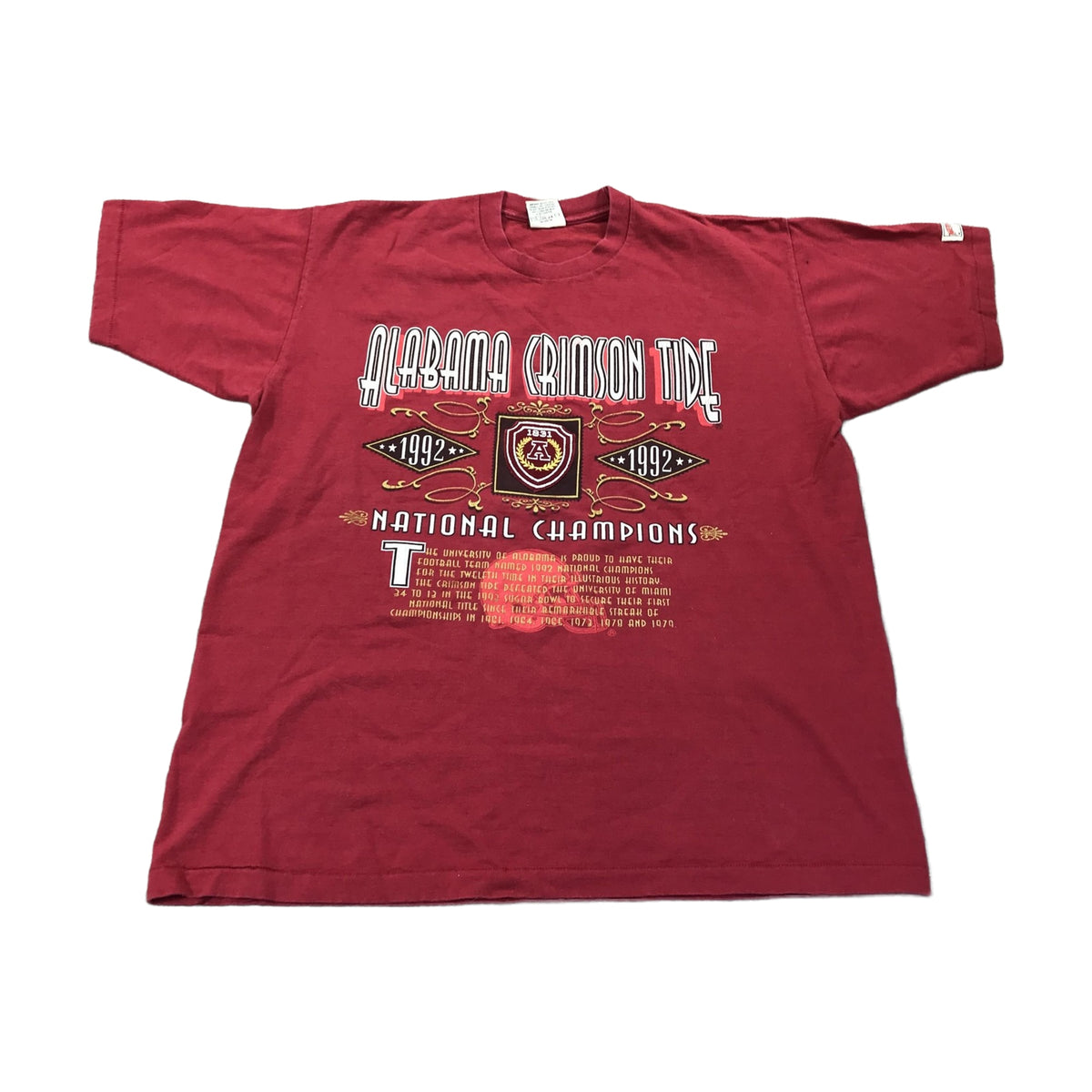 Vintage 1992 Alabama Crimson Tide Nutmeg Mills T-Shirt red - photo 1