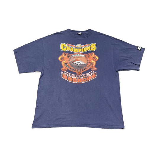 Vintage 90s Denver Broncos John Elway Super Bowl Champions Starter T-Shirt blue - photo 1