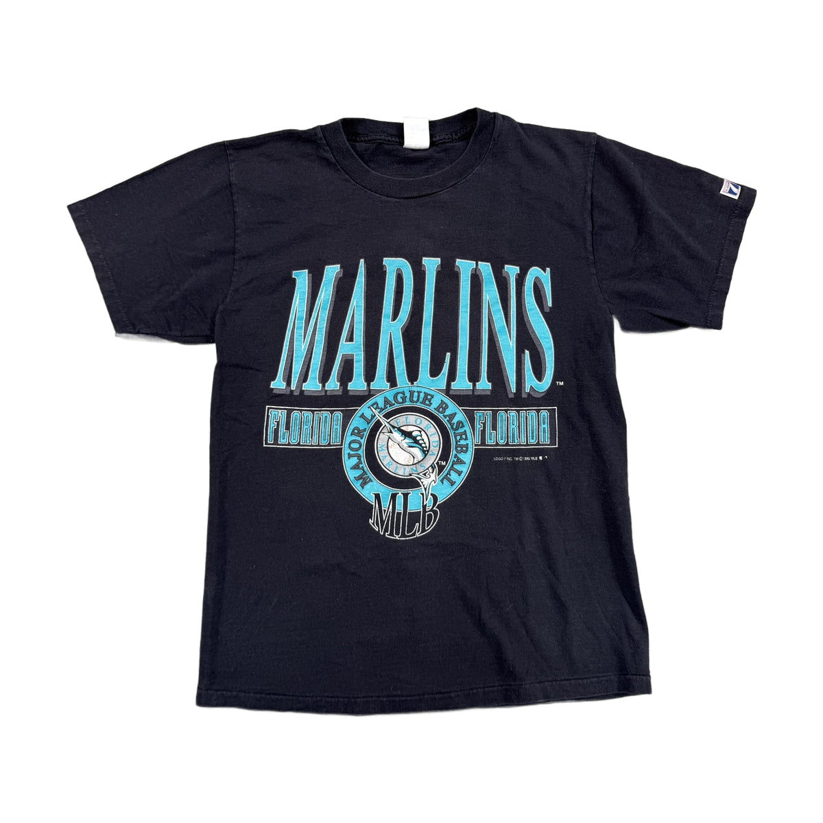 Vintage 90s Florida Marlins Logo 7 T-Shirt black - photo 1