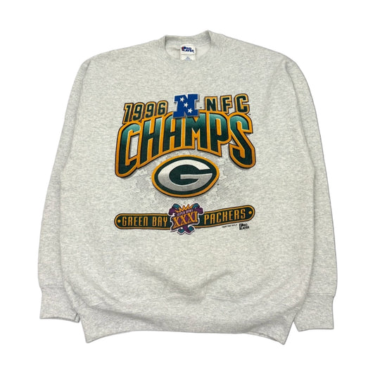 Vintage 90s Green Bay Packers Brett Favre Super Bowl Pro Layer Sweatshirt gray - photo 1