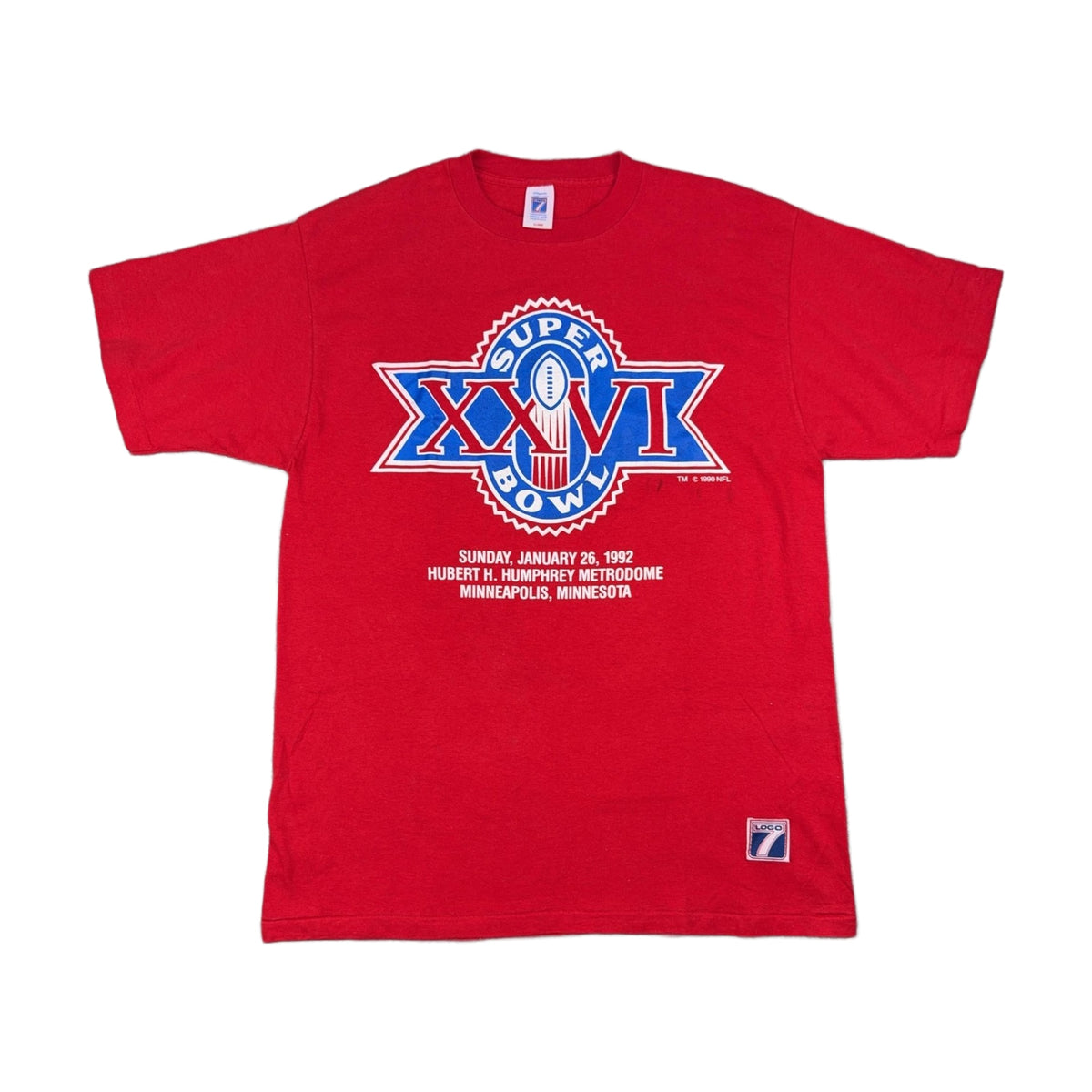 Vintage 90s Super Bowl Xxvi Logo 7 T-Shirt red - photo 1