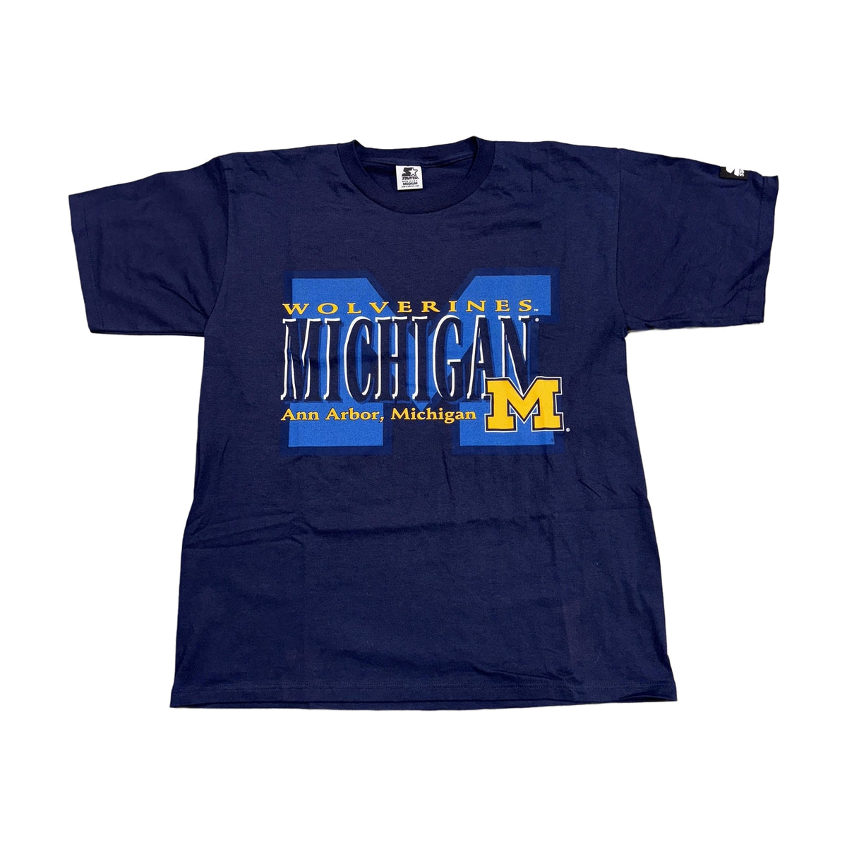 Vintage 90s Michigan Wolverines Starter T-Shirt blue - photo 1