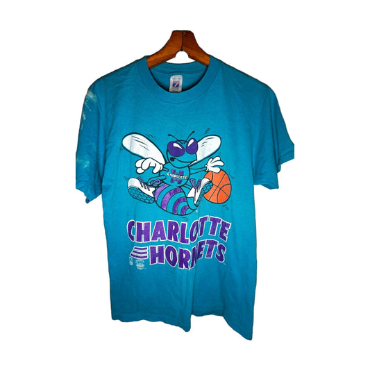Vintage 90s Charlotte Hornets Logo 7 T-Shirt teal - photo 1