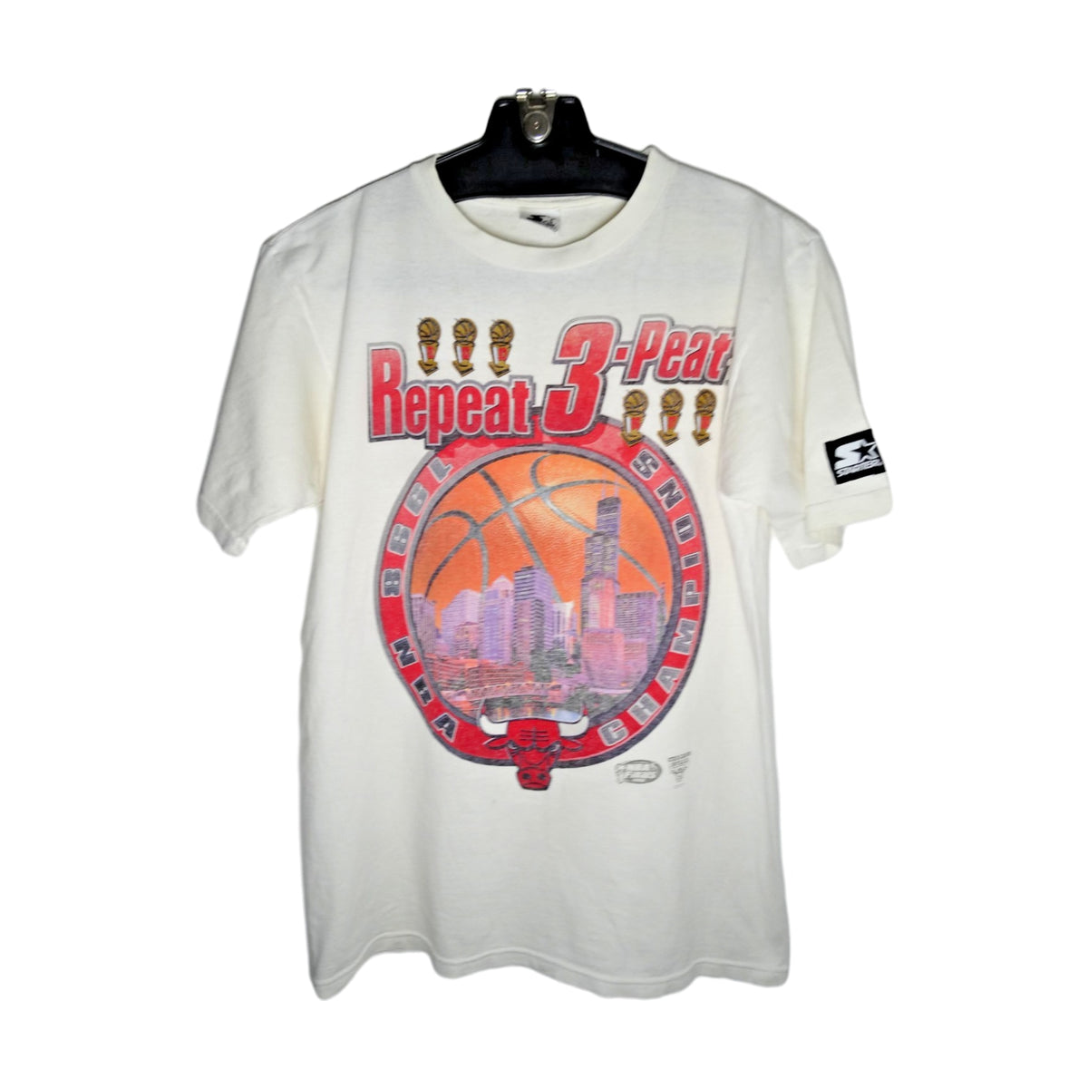 Vintage 90s Chicago Bulls Michael Jordan NBA Champions Starter T-Shirt white - photo 1