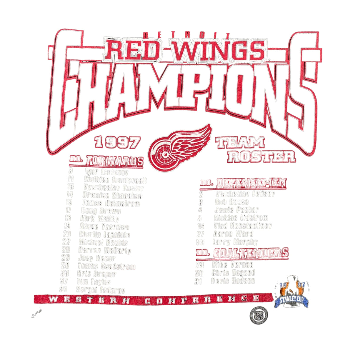 Vintage 1997 Detroit Red Wings Champions Lee Sport T-Shirt black - photo 2