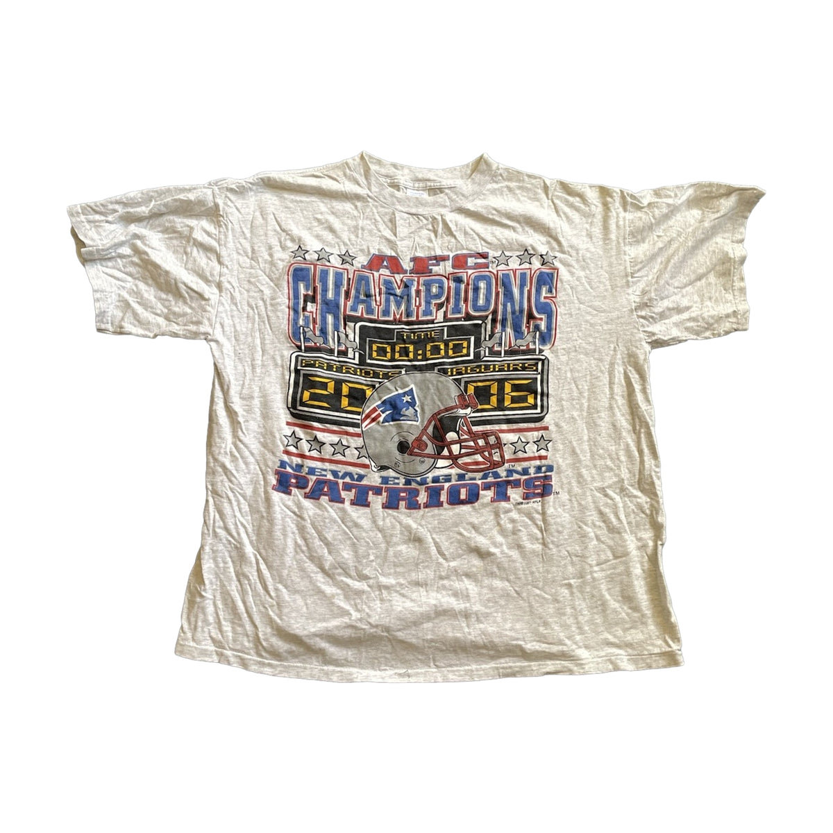 Vintage 1996 New England Patriots AFC Champions Logo 7 T-Shirt gray - photo 1