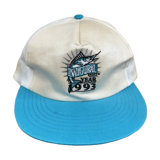 Vintage 90s Florida Marlins Blockbuster Snapback Hat white - photo 1
