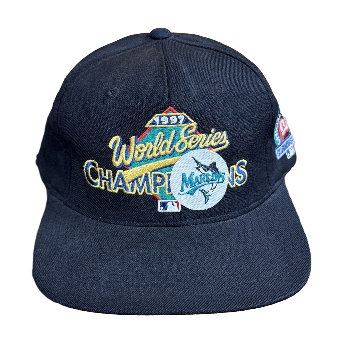 Vintage 90s Florida Marlins World Series New Era Snapback Hat black - photo 1