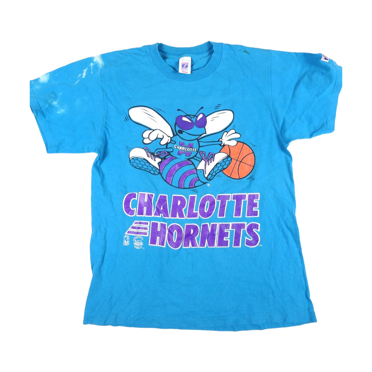 Vintage 90s Charlotte Hornets Magic Johnson Logo 7 T-Shirt teal - photo 1
