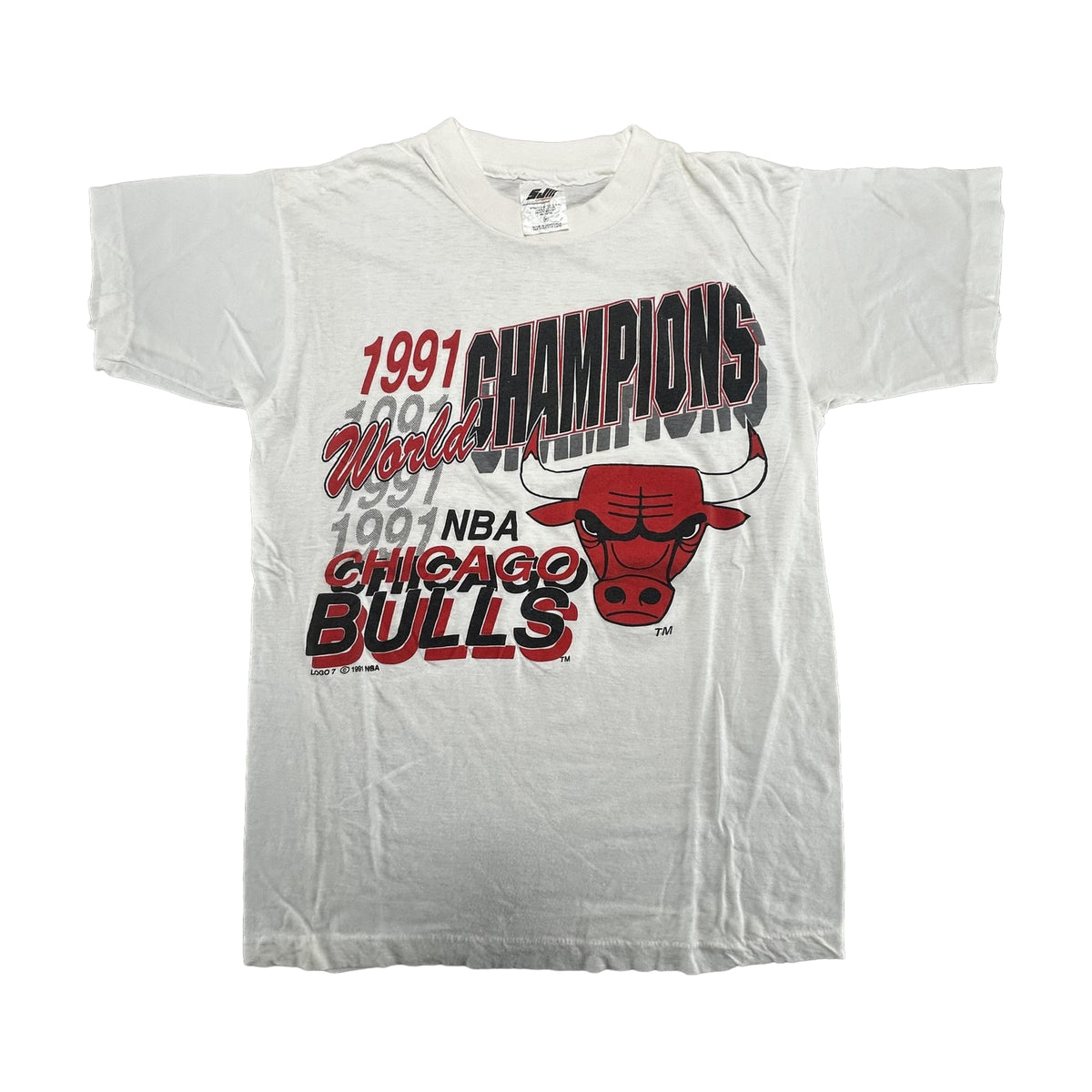 Vintage 1991 Chicago Bulls Champions Logo 7 T-Shirt white - photo 1