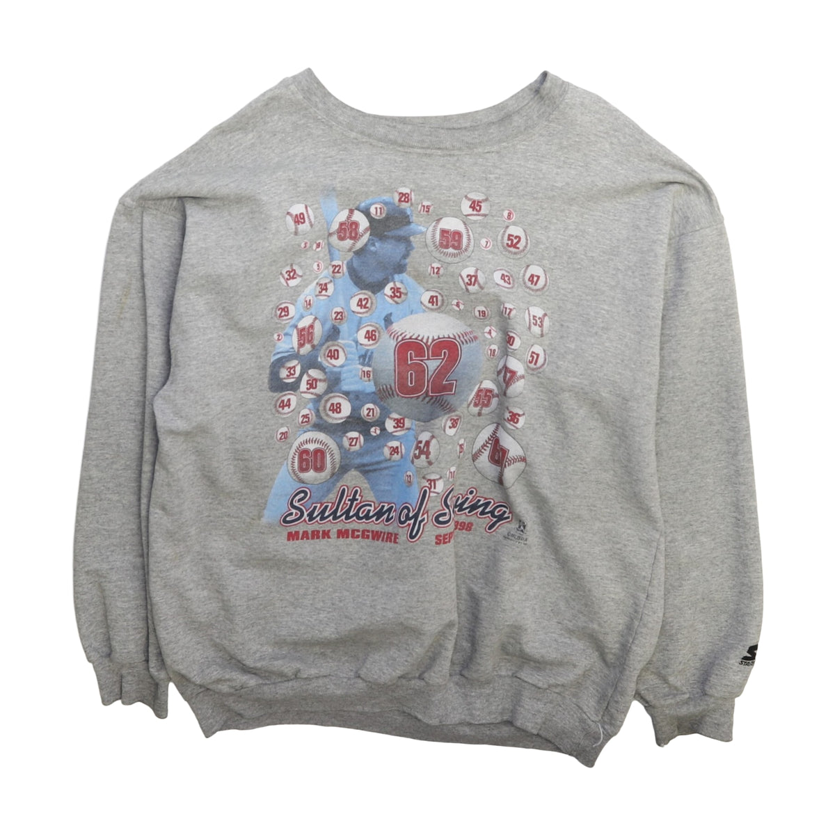 Vintage 1998 St. Louis Cardinals Mark Mcgwire Starter Sweatshirt gray - photo 1