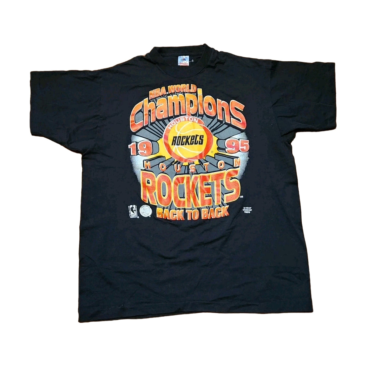 Vintage 1995 Houston Rockets World Champions Fruit of the Loom T-Shirt black - photo 1