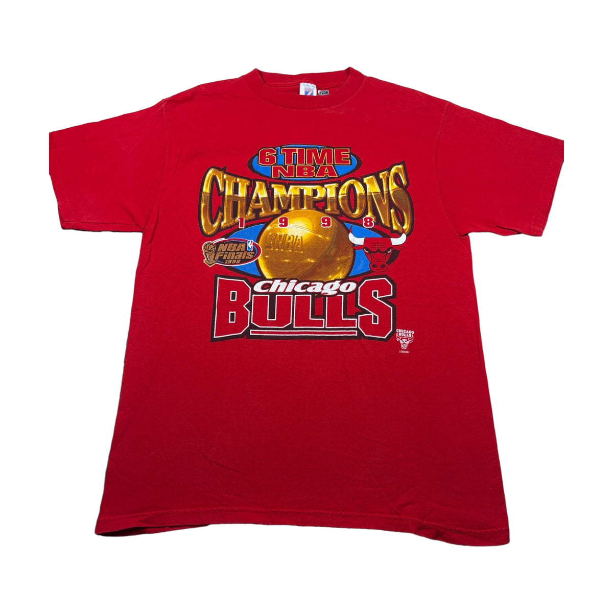 Vintage 1998 Chicago Bulls Finals Logo 7 T-Shirt red - photo 1