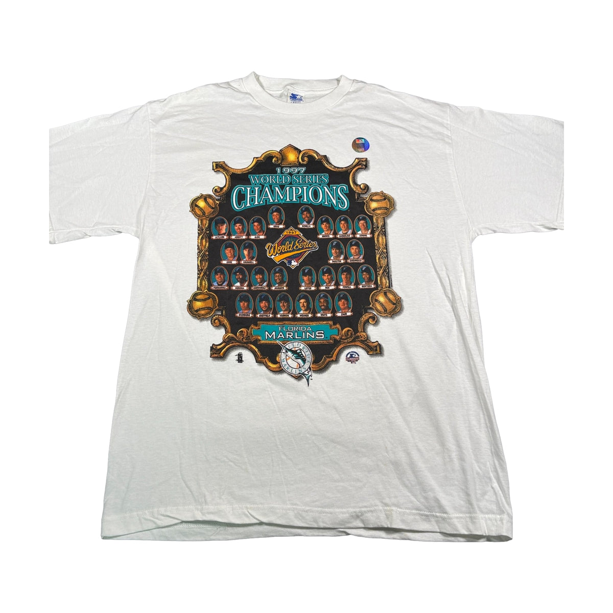 Vintage 1997 Florida Marlins World Series Champions Starter T-Shirt white - photo 1