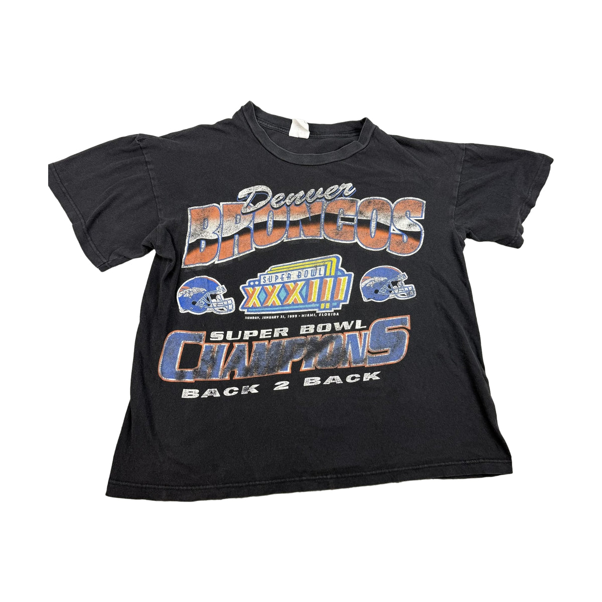 Vintage 90s Denver Broncos NFL Super Bowl Xxxiii Champions Caribbean Dream T-Shirt black - photo 1