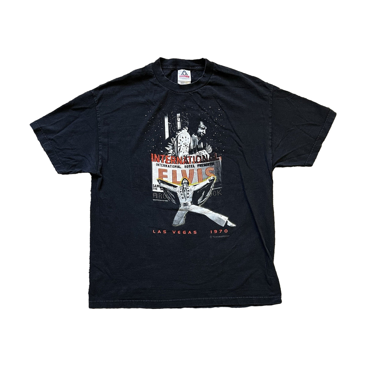 Vintage 2001 Elvis Presley World Tour Allsport Max Weight Preshrunk Made in USA T-Shirt black - photo 1