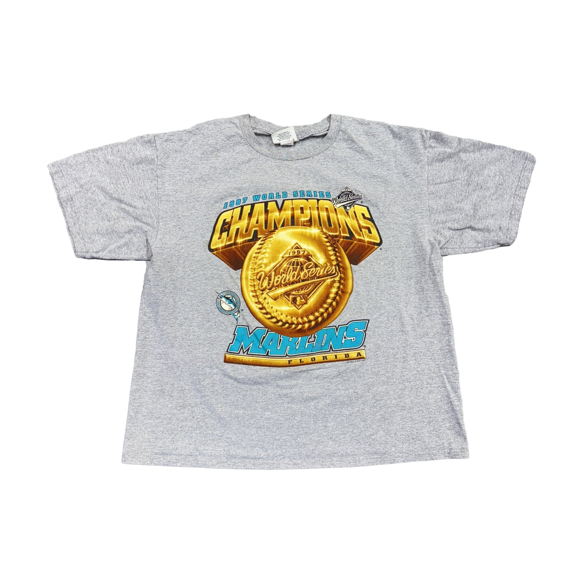 Vintage 1997 Florida Marlins World Series Champions Lee T-Shirt gray - photo 1
