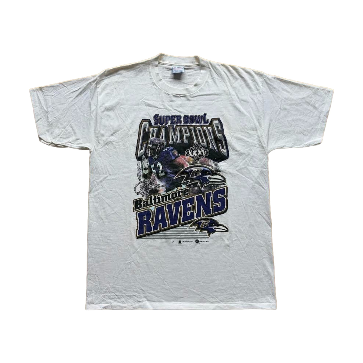 Vintage 2001 Baltimore Ravens Super Bowl Champions All Sport T-Shirt white - photo 1