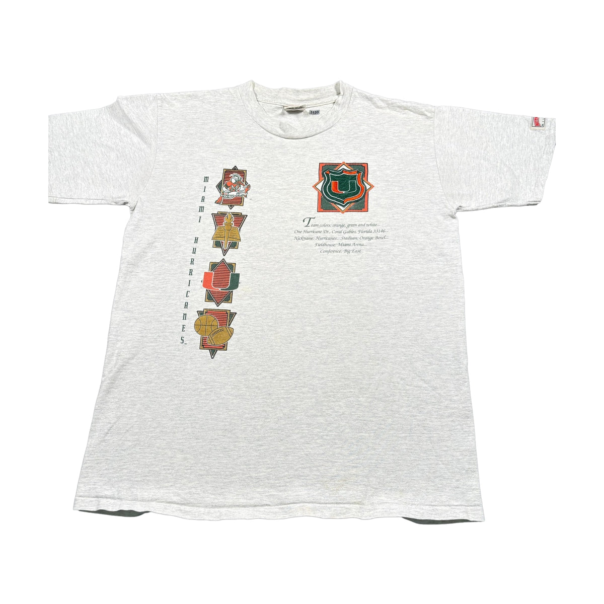 Vintage 90s Miami Hurricanes Nutmeg Mills T-Shirt white - photo 1