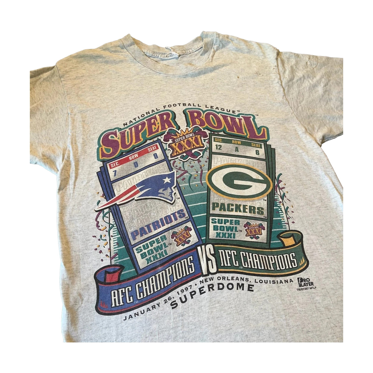 Vintage 1997 Green Bay Packers Super Bowl Xxxi Pro Player T-Shirt gray - photo 1