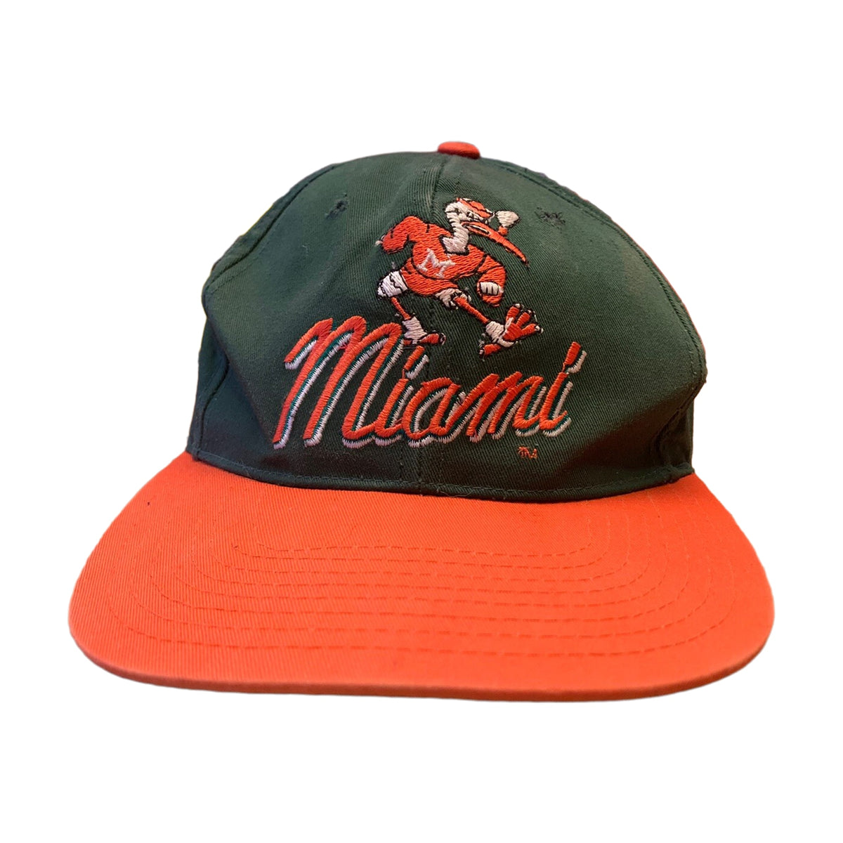 Vintage 90s Miami Hurricanes Ajd Snapback Hat green - photo 1