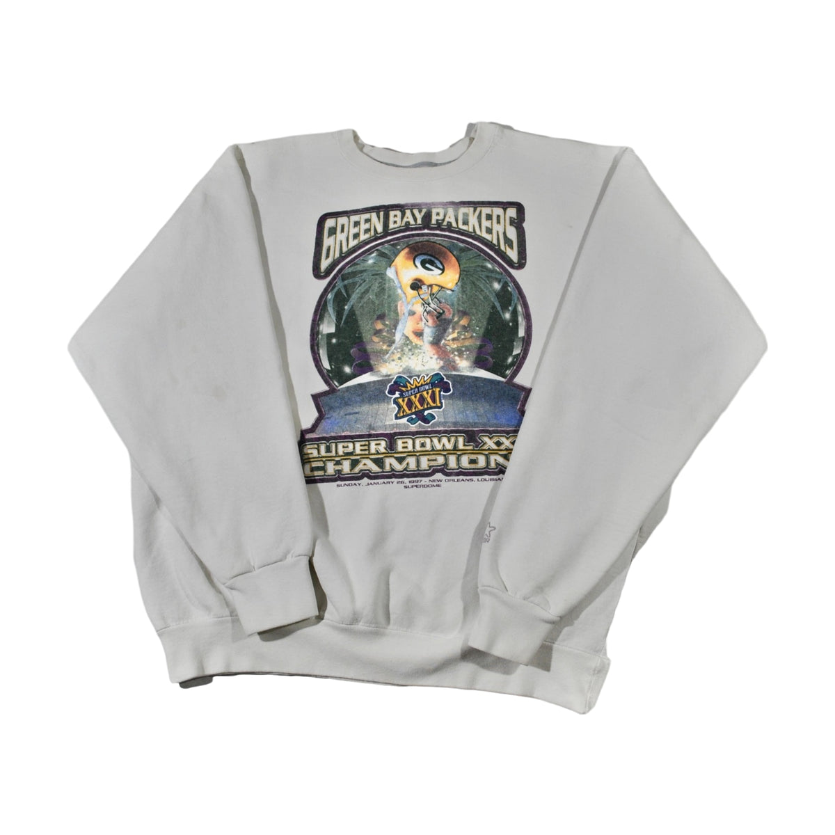 Vintage 90s Green Bay Packers Brett Favre Super Bowl Starter Sweatshirt green - photo 1