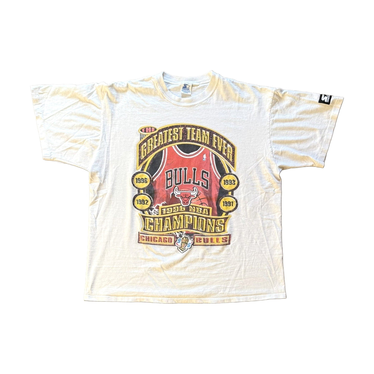Vintage 1996 Chicago Bulls Michael Jordan NBA Champions Starter T-Shirt white - photo 1